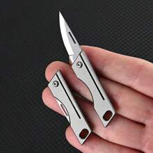 1pc 8.3cm Titanium Alloy Mini Folding Knife, D2 Steel Sharp Small Outdoor Keychain Utility Knife - Grey - View 10