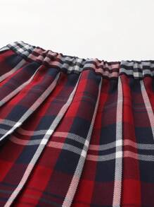 Balabala Girls' College Style Red Plaid Skirt - Red - View 6