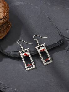 1pair Gothic Style Dripping Blood Guillotine Vintage Drop Earrings - Antique Silver - View 5