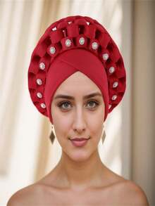 1pc New Muslim Hat Adjustable Multi-Layer Turban Cap For Wedding Party, African Style - Multicolor - View 17