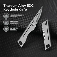 1pc 8.3cm Titanium Alloy Mini Folding Knife, D2 Steel Sharp Small Outdoor Keychain Utility Knife - Grey - View 4