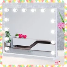 Hollywoo 大号 14 灯 LED 镜面梳妆台化妆台灯可调光灯泡家居浴室装饰夏季化妆品收纳浴室配件返校 - 白色 - 查看 7