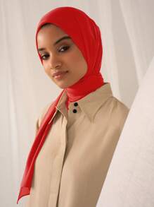 1 件女士长袍配饰经典简约纯色 43 英寸方形雪纺头巾，休闲优雅围巾披肩日常使用防晒 - A - 查看 5