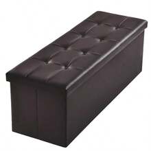 Camabel Folding Bed Storage Bench Cube 43 Inch Hold Up 700lbs Faux Leather Long Ottoman With Storage Foam Seat Footrest Padded Upholstered Stool For Bedroom Coffee Table Rectangular Brown BG406 - màu nâu - Xem 1