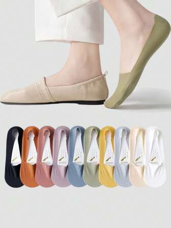 1/5/10 Pairs Of Women's Boat Socks, Summer Thin Bottom Socks, Non-Slip And Non-Falling Shallow Invisible Boat Socks