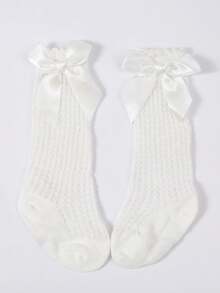 1 st Baby Bowknot pannband + 1 par småbarn Andas Mesh mid-kalv strumpor, babytillbehör Love Valentine - Multifärgad - Visa 4