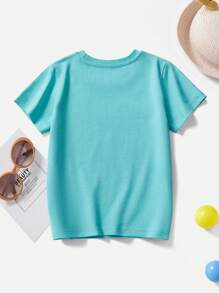 1pc Young Boys Cartoon Off-Road Vehicle Print Round Neck Short Sleeve T-Shirt, Casual Outdoor Wear, Fashionable Spring/Summer Style