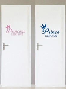RandySticker Princesa y príncipe duermen aquí. Lindos adhesivos decorativos de vinilo para pared, ventana y vidrio de la habitación. Decoraciones para el hogar, artículos de decoración de primavera para refrescar tu hogar, adhesivos de decoración de festivales, regalos para cumpleaños y graduación. - Multicolor - Ver 3