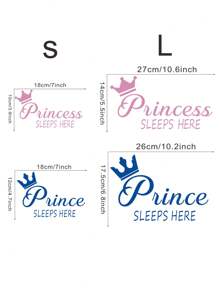 RandySticker Princesa y príncipe duermen aquí. Lindos adhesivos decorativos de vinilo para pared, ventana y vidrio de la habitación. Decoraciones para el hogar, artículos de decoración de primavera para refrescar tu hogar, adhesivos de decoración de festivales, regalos para cumpleaños y graduación. - Multicolor - Ver 4