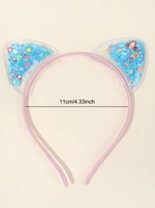 5pcs/Set Cute Cartoon Cat Ear Sequin Headbands For Girls, Multicolor Cat Ear Hair Bands, Adorable Metal Hair Hoops Hair Accessories - Multicolor - View 4