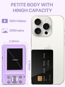Nicamery 44MP 1080P FHD Compact Digital Camera For Teens, 16X Zoom, 32GB SD Card, 2 Batteries, Lanyard - Ideal Beginner Camera Gift - Purple - View 7
