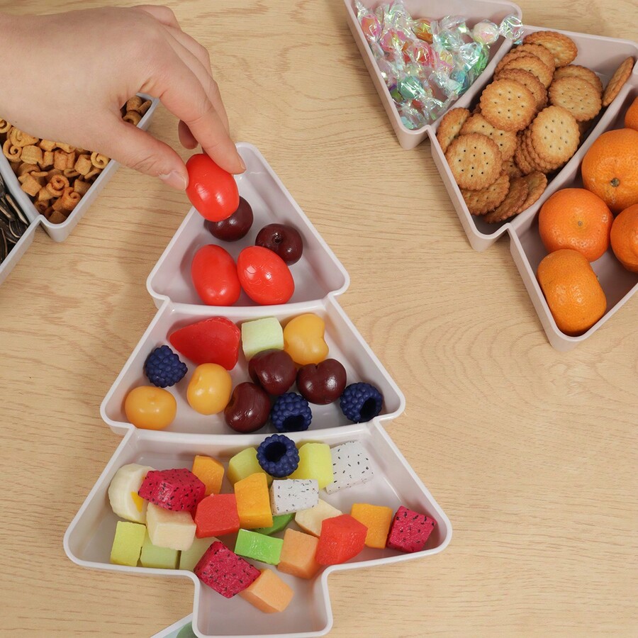 1pc Christmas Gift Tree Shaped Candy Snack Dish Nut Dry Fruit Plastic