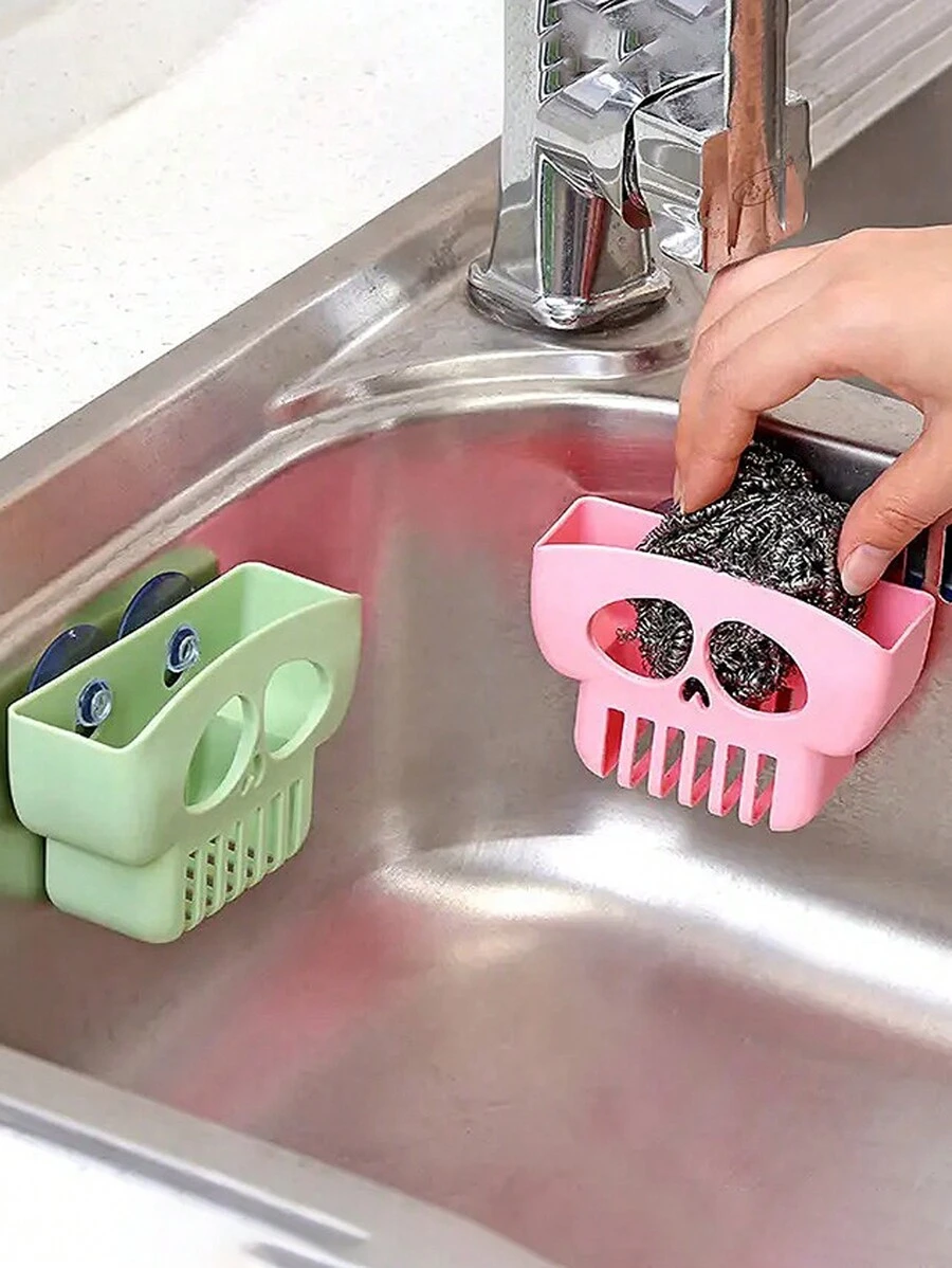 1pc Creative Multifunctional Drain Rack, Skull Shaped Dish Drying Rack, Kitchen Towel Holder, Wall Mounted Sponge & Soap Organizer, For Kitchen, Bathroom, Dining Room, Daily Home Use Or Home Decor,Kitchen Decor Decor,Room Decor,Christmas Decor,Party Decor,Party Gift Decorations,Christmas Decorations,Christmas Gift,Kitchen Items,Kitchen Utensils,Kitchen Tools,Kitchen Things.,Christmas Gifts,Merry Christmas