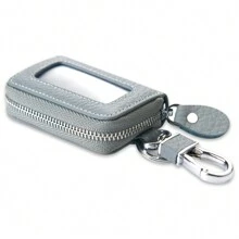 1pc Smart Key Case, PU Leather Key Holder, Men/Women Smart Key Pouch, Flip Cover Key Chain, Cowhide Leather Key Wallet, Smart Key, Car Key Bag, Key Protector, Cute Textured Leather Carabiner With Key Ring - Multicolor - View 10