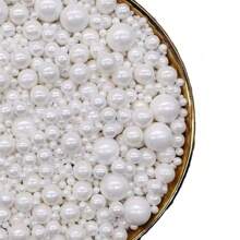 Khoảng 100 viên Ngọc Trai Giả Màu Trắng Không Ăn Được, Hạt Ngọc Trai Bánh Topper Bánh Ngọc Trai, Hạt Bánh Quy Faxu, Hạt Ngọc Trai Trang Trí Bánh Cupcake Mix 5 Kích Thước (3-8mm) - Nhiều màu - Xem 2