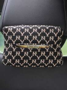 1pc Car Tissue Box Jacquard Multifunctional Hanging Drawer Box Car Armrest Box Bow Tissue Box - one-size - View 8