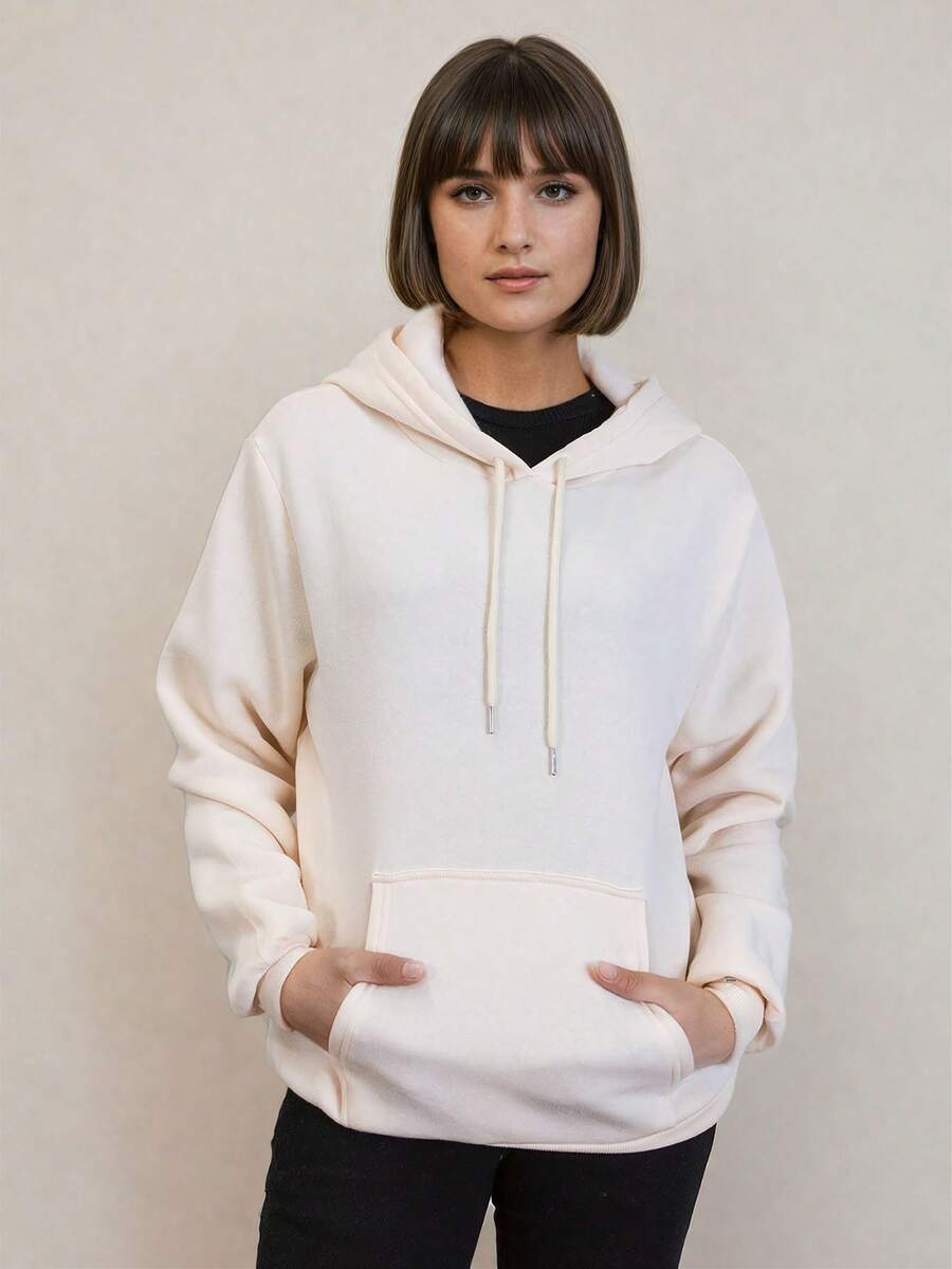 Sudadera afelpada con capucha - Beis - Ver 1