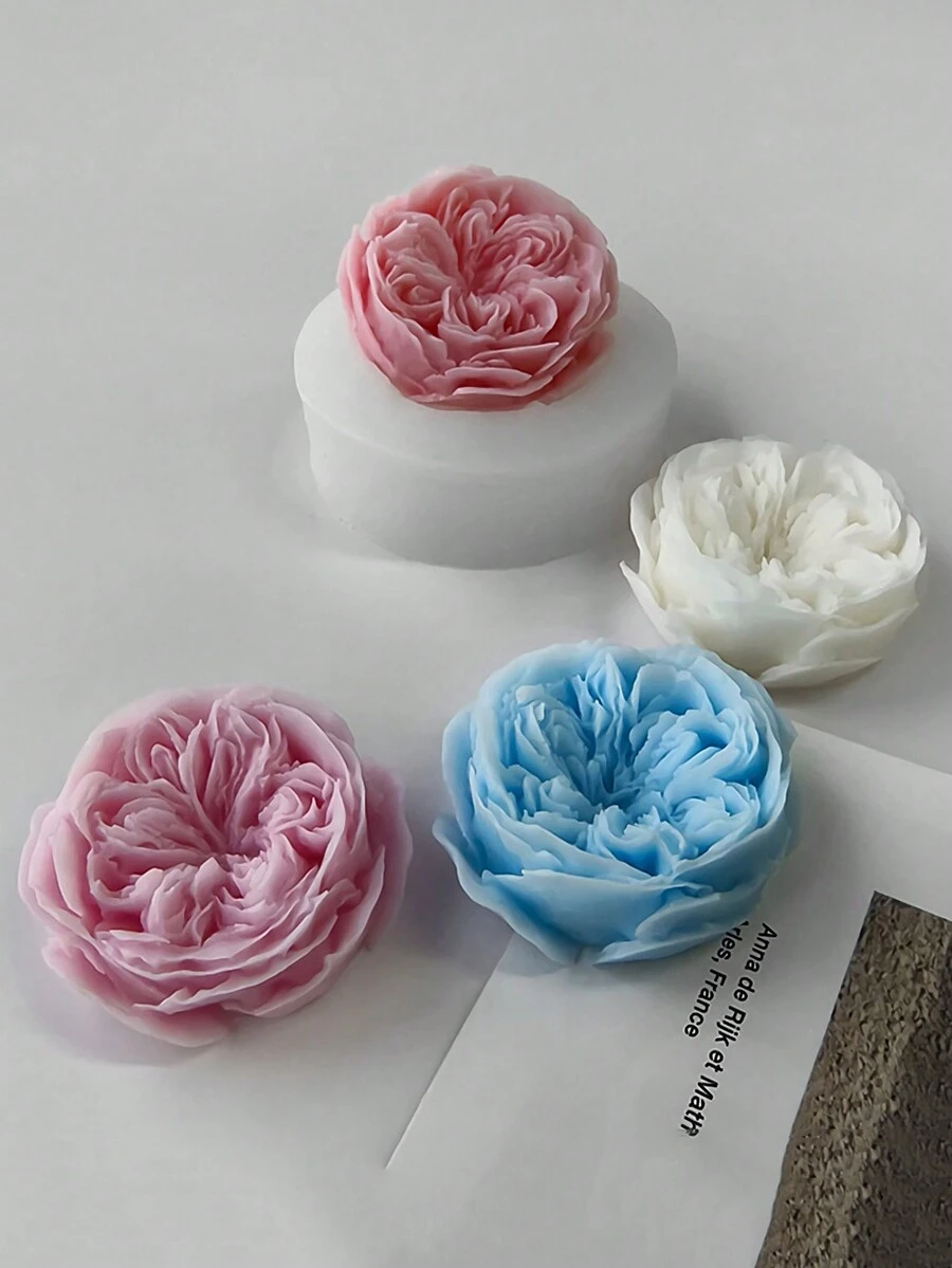 3D奥斯汀玫瑰蜡烛硅胶模具 DIY情人节手工礼物 花朵蜡烛制作材料 肥皂石膏树脂模具 家居装饰 - 白色矽膠模具 - 查看 1