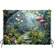 1 pièce Toile de fond de forêt printanière vibrante - Décor de photographie de paradis verdoyant pour fête d'anniversaire, douche, décoration de maison et décor de vacances - Parfait pour studio photo et fournitures de décoration fantaisiste, Noël
