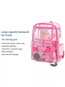 1 pieza Mochila transparente portátil de PVC, bolsa de viaje deportiva impermeable para la playa, bolsa de viaje de gran capacidad de múltiples compartimentos informal para conciertos, estadios, deportes al aire libre, conciertos, eventos, bolsos de hombro transparentes impermeable para mujeres, perfecto para el verano, vacaciones y playa, bolsa transparente impermeable y a prueba de arena, bolsa de almacenamiento transparente clara para picnics de playa y deportes, bolsa escolar transparente clara para mujeres y hombres