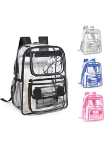 1 pieza Mochila transparente portátil de PVC, bolsa de viaje deportiva impermeable para la playa, bolsa de viaje de gran capacidad de múltiples compartimentos informal para conciertos, estadios, deportes al aire libre, conciertos, eventos, bolsos de hombro transparentes impermeable para mujeres, perfecto para el verano, vacaciones y playa, bolsa transparente impermeable y a prueba de arena, bolsa de almacenamiento transparente clara para picnics de playa y deportes, bolsa escolar transparente clara para mujeres y hombres