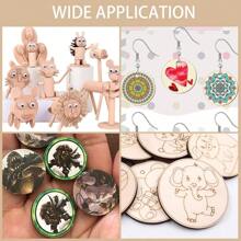 300 片 2 英寸未完成圆形木片圆形木盘木圈用于工艺品木坯圆形切口装饰片用于 DIY 艺术工艺品圣诞装饰品