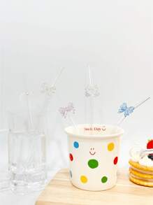 1 ống hút thủy tinh nơ nhiều màu, chịu nhiệt, dùng cho trà sữa, nước ép, sữa, đồ uống lạnh, ống hút thủy tinh cong có trang trí nơ, nhà bếp, quà tặng Giáng sinh - Ống hút nơ đầy màu sắc - Xem 10