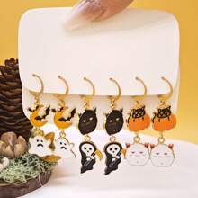 10 chiếc bông tai hợp kim theo chủ đề Halloween, bao gồm các thiết kế bí ngô, dơi, mạng nhện và ma - Nhiều màu - Xem 11