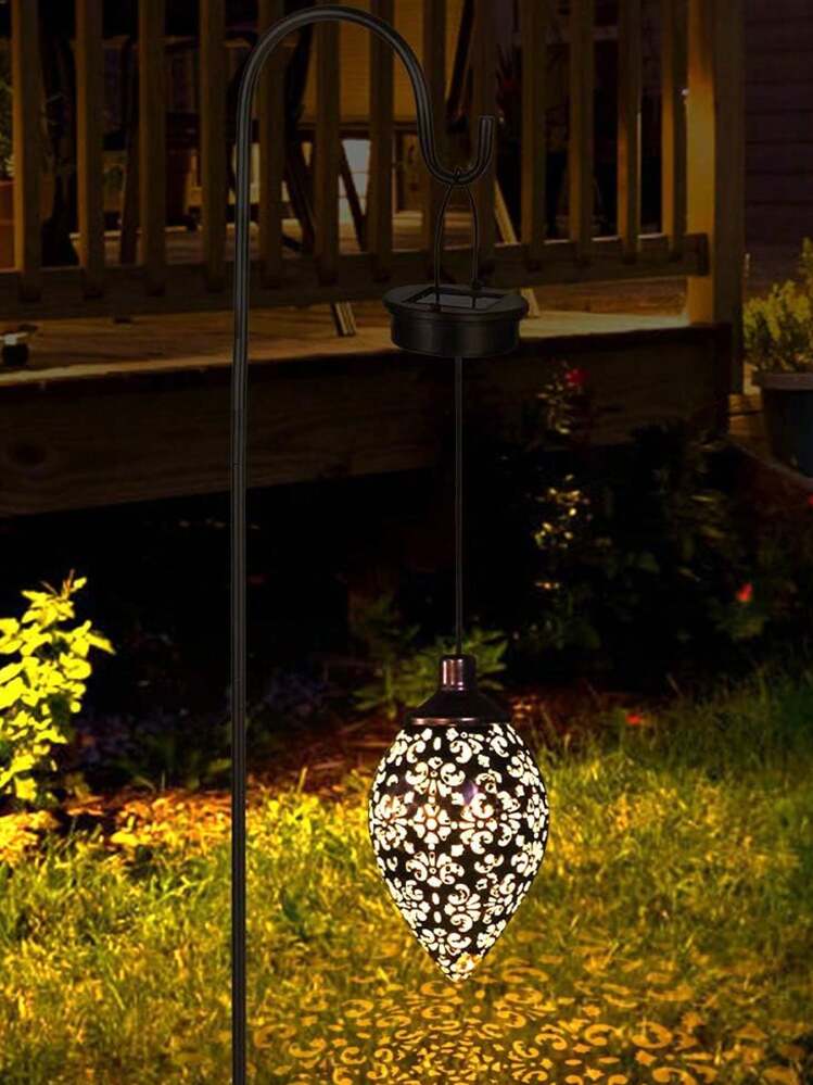 Faroles solares para exteriores: luces colgantes, farolillos decorativos de estilo marroquí recargables para fiestas en el jardín, las lámparas de huracán son excelentes para el porche delantero, el patio y el jardín - luz cálida - Ver 9