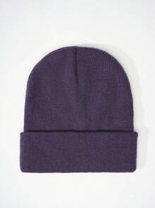 1pc Unisex Y2K Style Solid Color Knit Beanie Hat, Perfect For Casual Wear, Street Parties, Autumn & Winter Outdoor Activities, Warm & Windproof,School - Knitted Hat - View 47