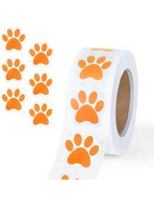 Finego 500张爪印贴纸，1英寸彩色狗狗贴纸，自粘爪印贴纸卷，小狗爪印标签，适用于礼物、邮件、信封封口、学生教室装饰，6种颜色 - 彩色 - 查看 12