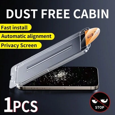 1 件高清铝合金防窥屏幕保护膜，带耳机防尘孔和黑边，全屏，无气泡，兼容 14 6.1 英寸/ 13/ 13 Pro 6.1/15/15 Pro Max/ 16/ 16 Pro/ 16 Pro Max，轻松一键安装，自动对齐，保护壳友好，防刮擦和防尘，适合生日、家人、朋友的礼物，钢化玻璃，手机屏幕保护膜，手机配件，防水防震防摔防摔防指纹