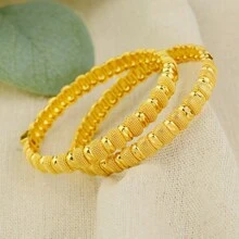 4 stuks 24k gouden Bean Design armbanden, Dubai damesmode armbanden, Arabische en Afrikaanse huwelijksgeschenken, bedankje leraar cadeau