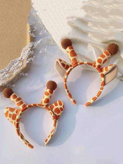 1pc Cute Animal Headband Fluffy Giraffe Hair Hoop Hairband For Face Washing, Hairband Headband For Women, Hair Accessories, Head Accessories