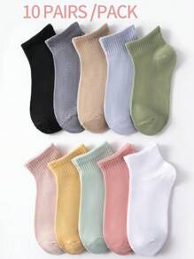 3/6/10/20/30 Đôi Tất ngắn mềm mại, thoải mái màu Macaron tối giản đa năng dành cho nữ, thích hợp cho học sinh và người lớn Mặc hàng ngày (Có nhiều cách kết hợp) - Nhiều màu - Xem 7