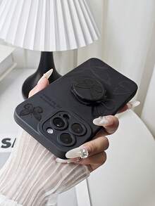 1 pieza Carcasa de teléfono impresa con patrón de mariposa negra de TPU suave de silicona compatible con Apple iPhone 7/8/7P/8P/X/XS/XR/XSMAX/11/12/13/14/15 Series, Samsung S22 Ultra/S23 Ultra/S24 Ultra/S Series/A Series, teléfonos Redmi. Diseño de orificio de cámara aleatorio. - Negro - Ver 10
