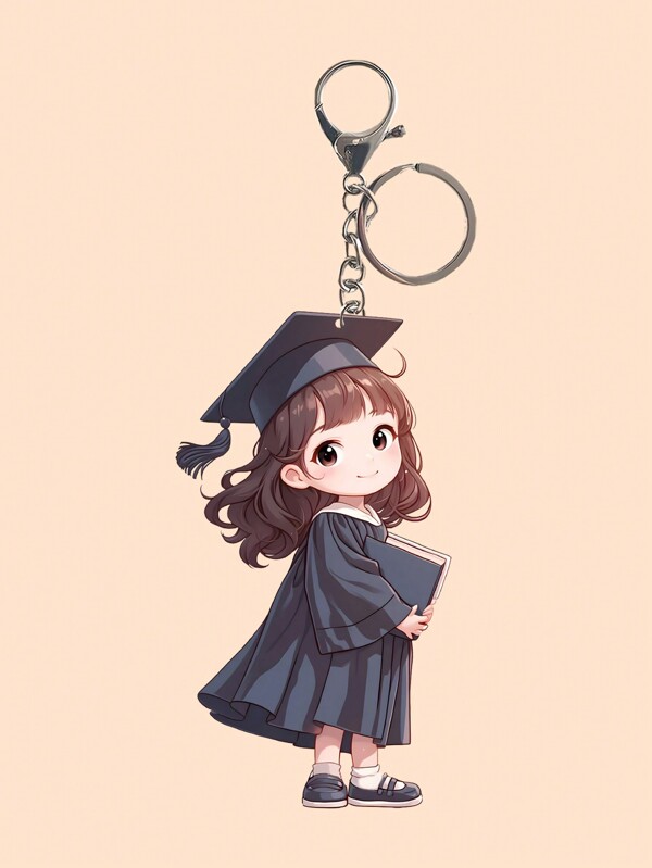 Cute Girl Graduation Gown & Cap Acrylic Keychain, 2D Design Decor, Lovely Gift For Women, Charming Accessory, Backpack Pendant, Car Hanging Ornament Car Accessories Bag Charm School Letter Goth Y2k