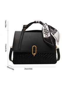 Minimalist Chic Square Handbag With Detachable Scarf For Women, Shoulder & Crossbody Bag (Scarf Not Included)