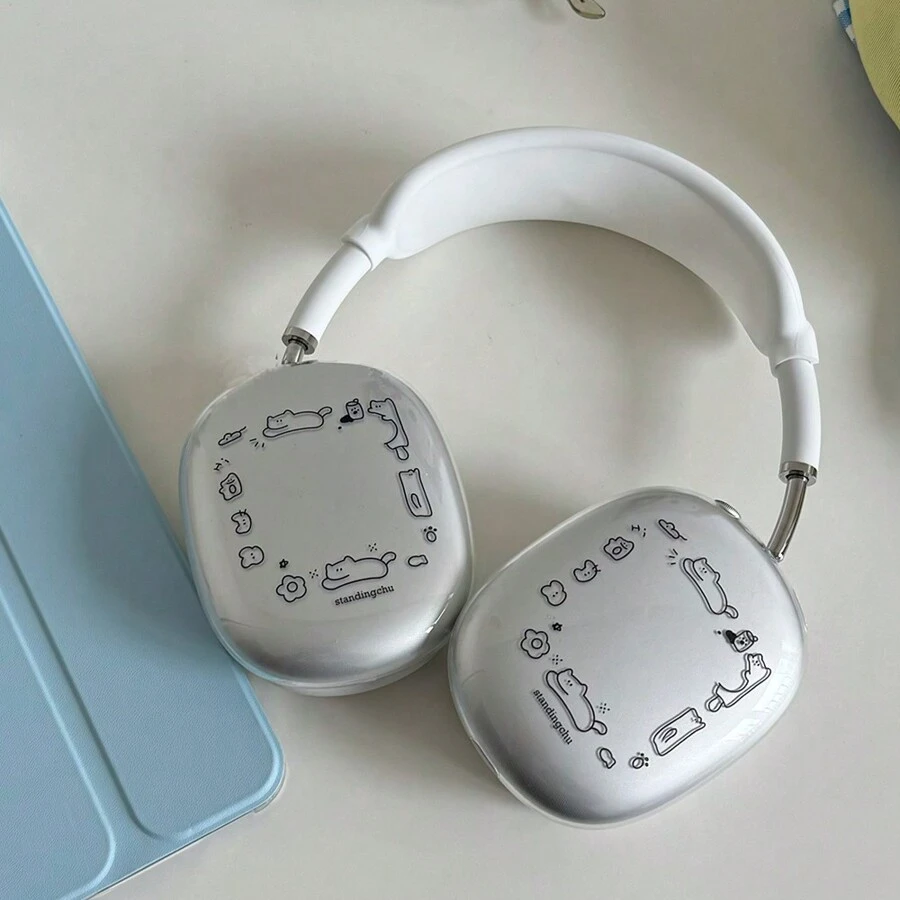 Cartoon Cat Print Transparent Headphone Protective Case Suitable For Airpods Max - Clear - View 1