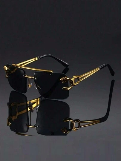 1pc Frameless Fashion Eyeglasses For Men, Suitable For Daily Wear Beach Accessories Glasses Shades Looks Street Style And Suit For Sweater Jacket Sweatshirt Hoodie Leather Pants And Cargo Pants For Summer Beach Vacation,Outdoor,Travel