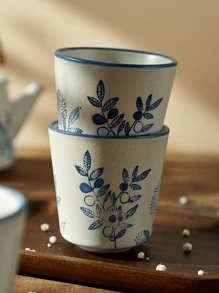 Juego de té de 5 piezas - Tetera estilo japonés pintada a mano, hervidor de agua frío, tetera con colores vivos para infusión, tazas de té de cerámica vintage rústica, set de té para regresar a la escuela