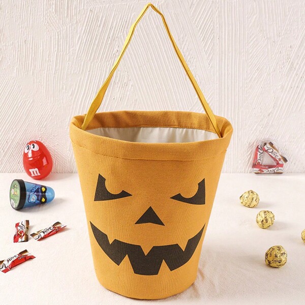 1 Stück große Halloween Kürbis Laterne Trick or Treat Tasche, Halloween Party Festliche Atmosphäre Dekoration Geist Jack-O'-Laterne Tasche
