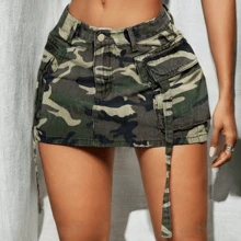 Falda cargo camuflaje falda cargo verde - Verde Oliva - Ver 1