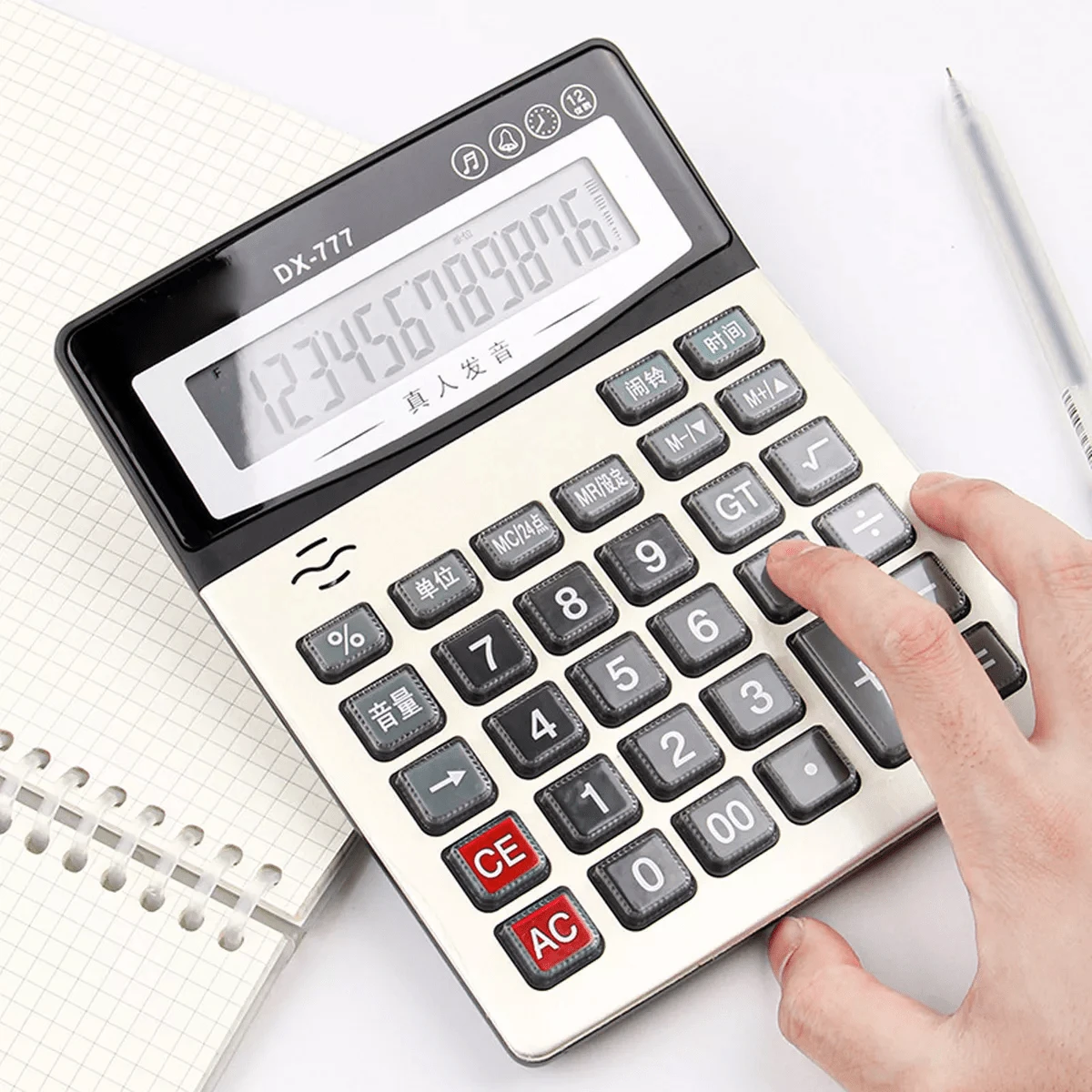 Calculadora Digital De Oficina Funciones Basicas Cuadrada DM-1200V LEODY - Gris - Ver 1