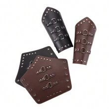 2pcs Handmade Personalized Cycling Arm Warmers, Simple Waxed Thread Woven Leather Wristband, Retro Medieval Punk Style Men's Wrist Strap - A - View 9