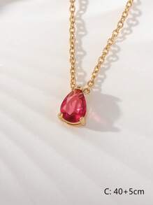 1件定制诞生石项链，水滴形宝石个性化生日礼物，母亲节礼物 - 彩色 - 查看 14