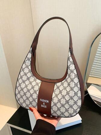 女士时尚钱包和手提包套装 - 轻便单肩包，格子图案斜挎包，适合办公室女士、高管、优雅女士、甜美年轻女士，适合办公室、购物、旅行、多功能