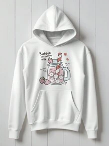 Blouse Moletom Bubble Strawberry Milk CANGURU 1208 Fluxo Fx - trắng - Xem 1