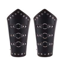 2pcs Handmade Personalized Cycling Arm Warmers, Simple Waxed Thread Woven Leather Wristband, Retro Medieval Punk Style Men's Wrist Strap - A - View 1