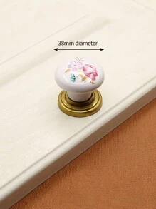 Weiße keramische Schranktürknauf mit Lotusblumen Muster, vintage Schubladen Griffe mit Schrauben, passend für Möbel mit 128mm & 160mm Lochabstand - Blumengriff aus weißer Keramik - Übersicht 22